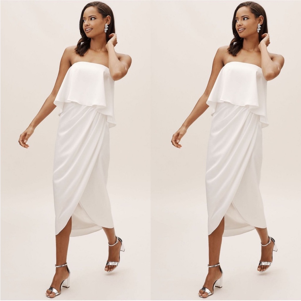 Bhldn X Anthropologie Kelli Tulip Wedding Bridal Dress In White Sz Us 10